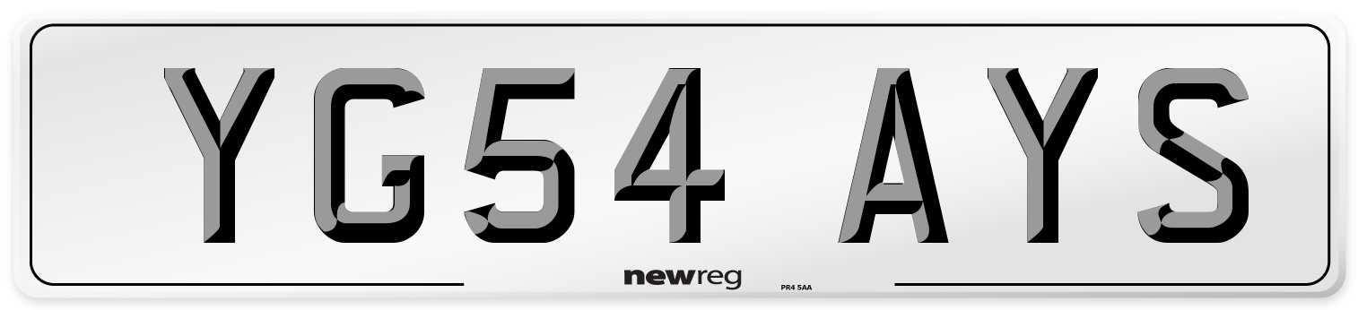 YG54 AYS Number Plate from New Reg